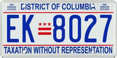 DC license plate EK8027