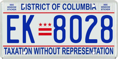 DC license plate EK8028