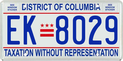 DC license plate EK8029