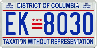 DC license plate EK8030