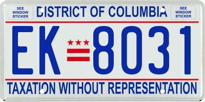 DC license plate EK8031