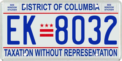 DC license plate EK8032