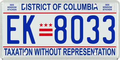 DC license plate EK8033