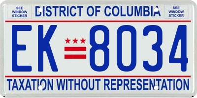 DC license plate EK8034