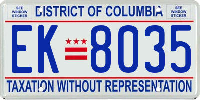 DC license plate EK8035