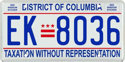 DC license plate EK8036