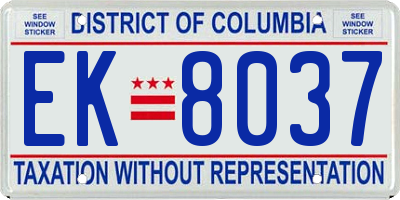 DC license plate EK8037