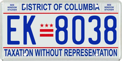 DC license plate EK8038