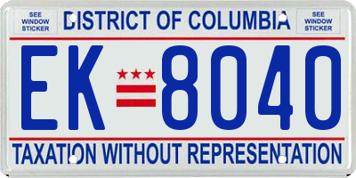 DC license plate EK8040