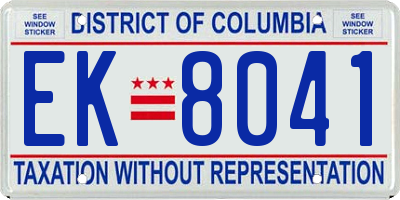 DC license plate EK8041