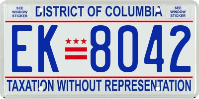 DC license plate EK8042