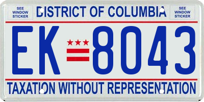 DC license plate EK8043