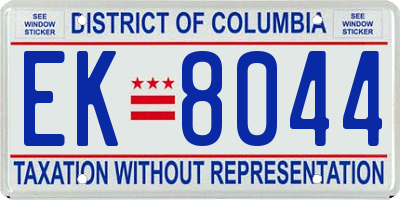 DC license plate EK8044