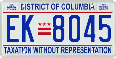 DC license plate EK8045