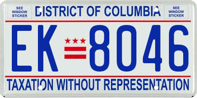 DC license plate EK8046