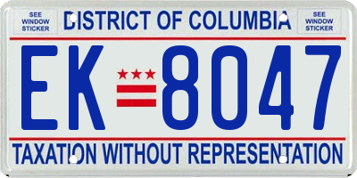 DC license plate EK8047