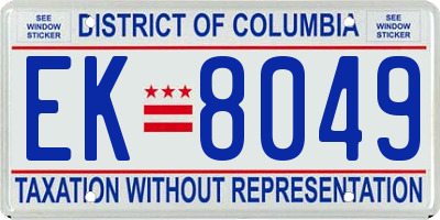 DC license plate EK8049