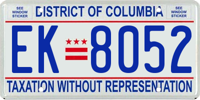 DC license plate EK8052