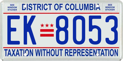 DC license plate EK8053