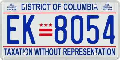 DC license plate EK8054