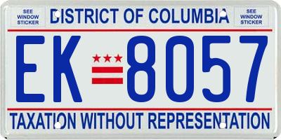 DC license plate EK8057