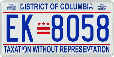 DC license plate EK8058