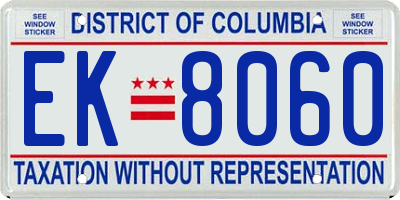 DC license plate EK8060