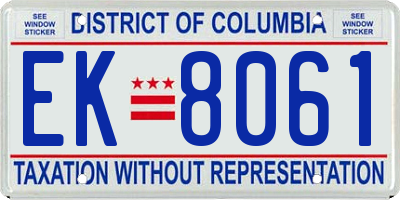 DC license plate EK8061