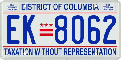 DC license plate EK8062