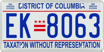 DC license plate EK8063