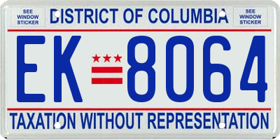 DC license plate EK8064