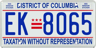 DC license plate EK8065