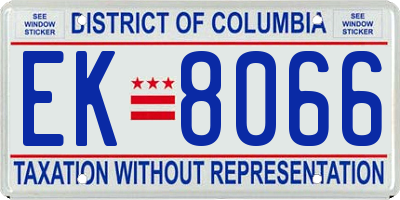 DC license plate EK8066