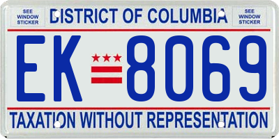 DC license plate EK8069