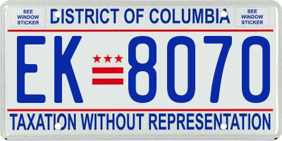 DC license plate EK8070