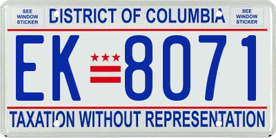 DC license plate EK8071