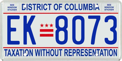 DC license plate EK8073