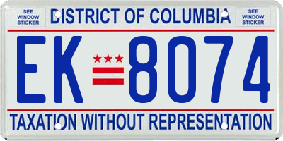 DC license plate EK8074