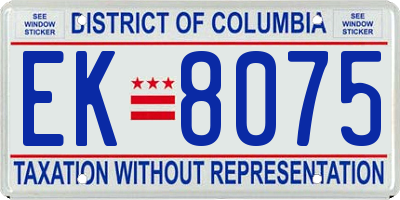 DC license plate EK8075