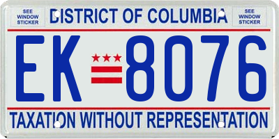 DC license plate EK8076