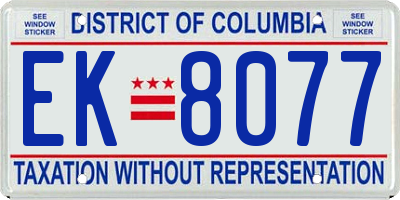 DC license plate EK8077