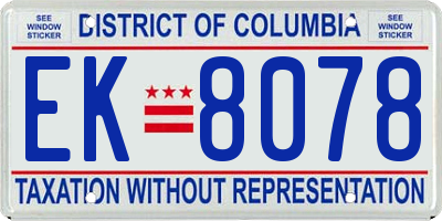 DC license plate EK8078