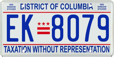 DC license plate EK8079