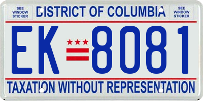 DC license plate EK8081