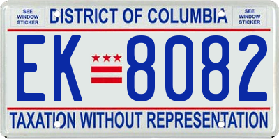 DC license plate EK8082