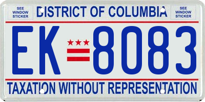 DC license plate EK8083