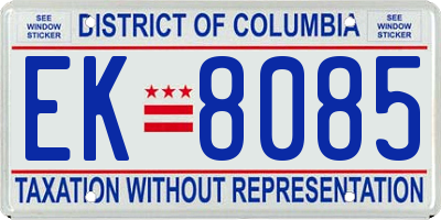 DC license plate EK8085