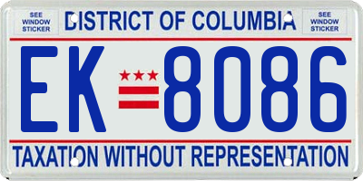 DC license plate EK8086