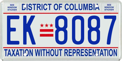 DC license plate EK8087