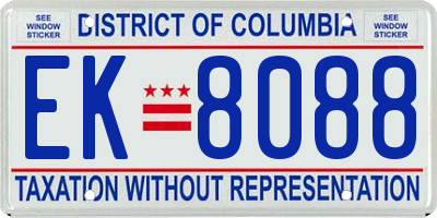 DC license plate EK8088